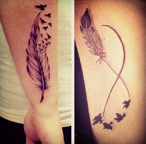 tatouage infini avec oiseau