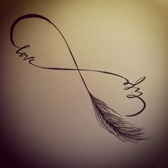 tatouage infini love plume