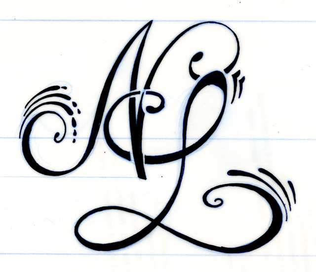 tatouage initiale entrelacé