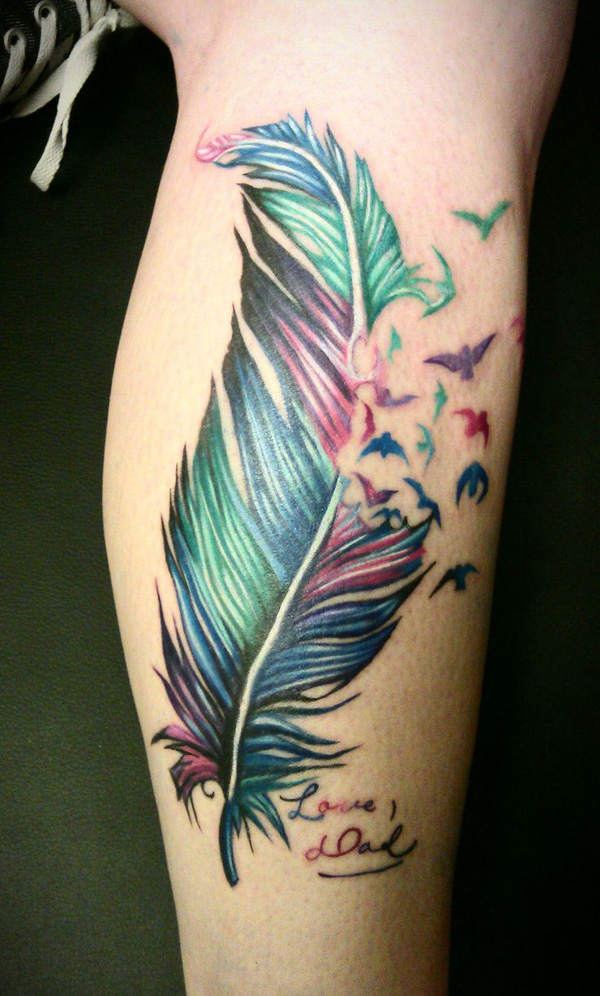 tatouage jambe oiseau