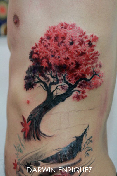 tatouage japonais arbre