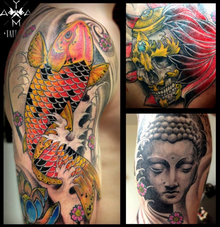 tatouage japonais de poisson koi