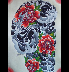 tatouage japonais fleur de pivoine
