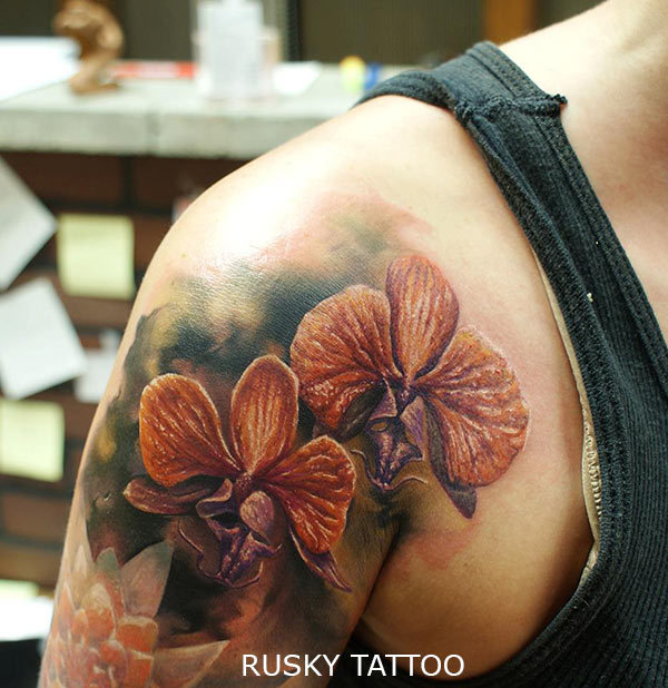 Tatouage japonais orchidée