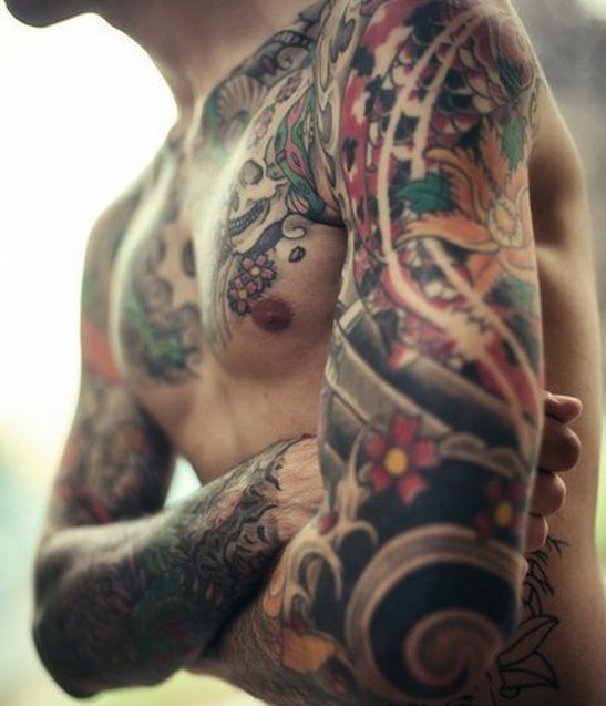 tatouage japonais pectoraux
