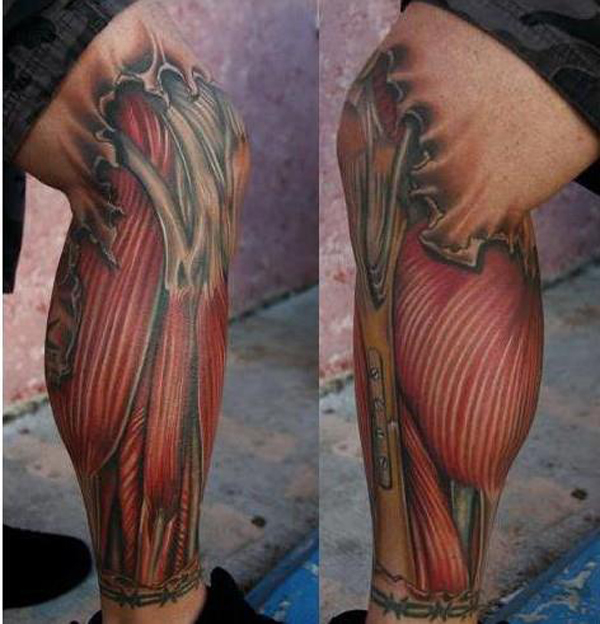 tatouage mollet biomecanique