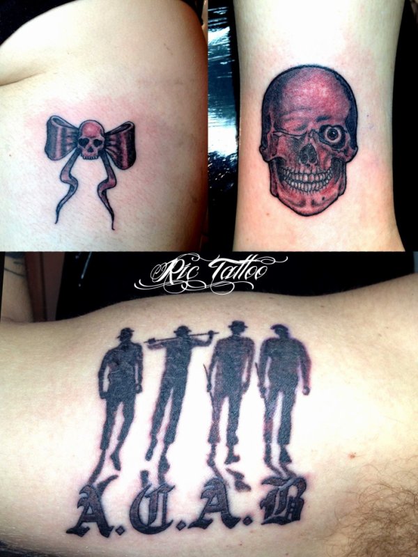 tatouage noeud avec tête de mort