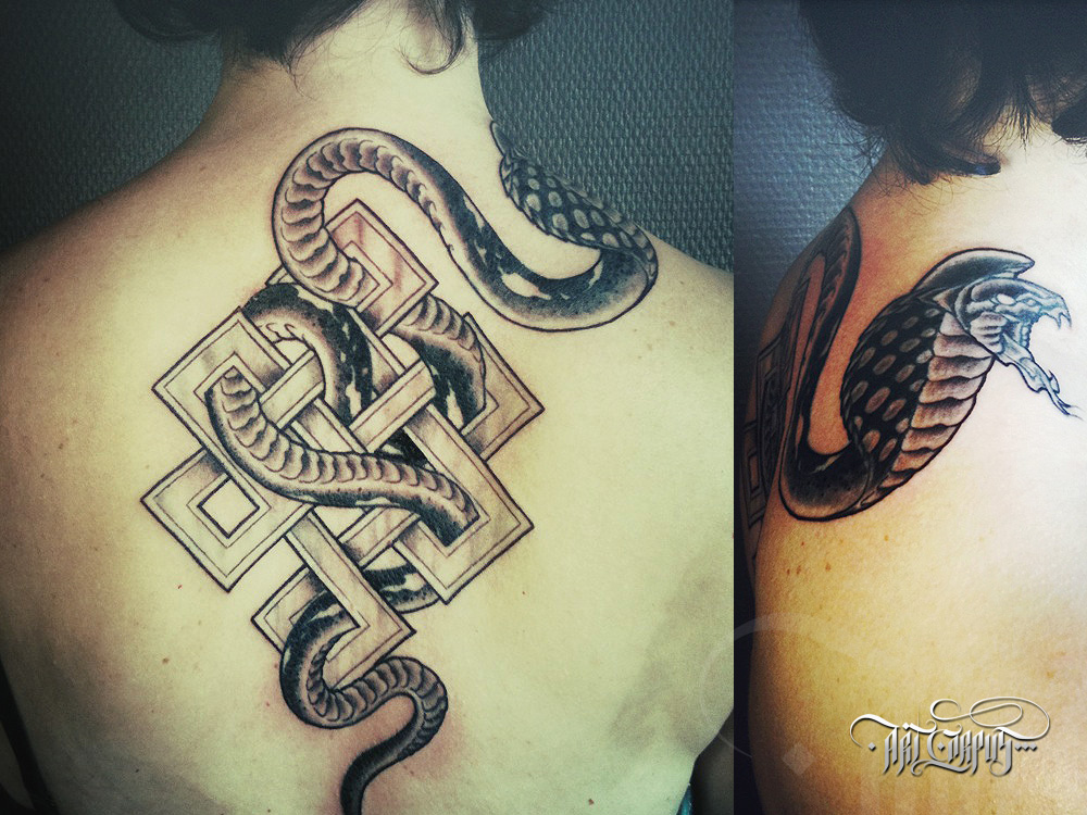 tatouage noeud sans fin bouddhiste