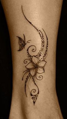 tatouage nuque fleur polynésienne