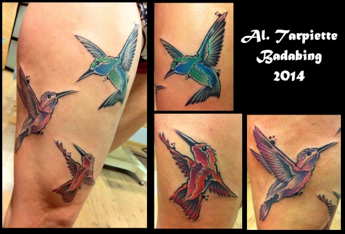 tatouage oiseau en couleur