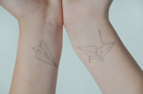 tatouage oiseau origami