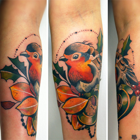 tatouage oiseau rouge gorge