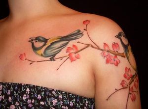 tatouage oiseau sur branche