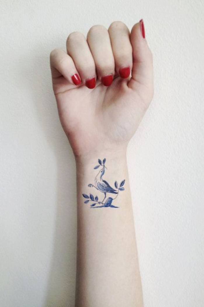 tatouage oiseau sur le poignet