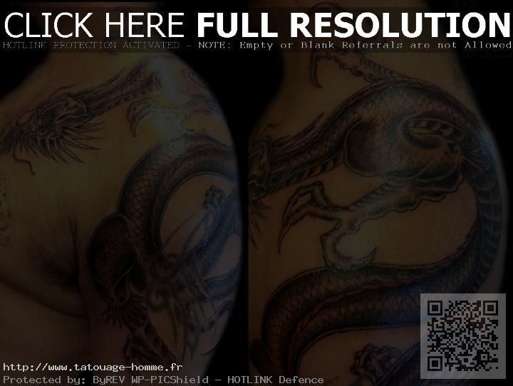 tatouage omoplate dragon