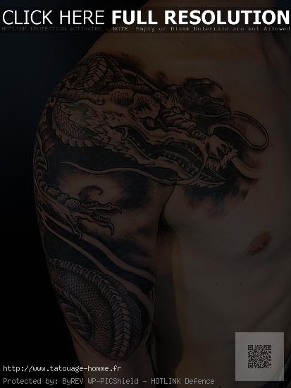 tatouage pectoraux dragon