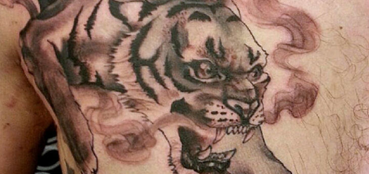 tatouage pectoraux tigre