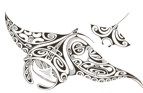Tatouage polynésien raie manta - Modèles et Exemples