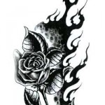 tatouage rose noire gothique