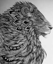 tatouage tribal lion