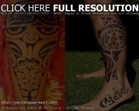 tatouage tribal polynésien mollet
