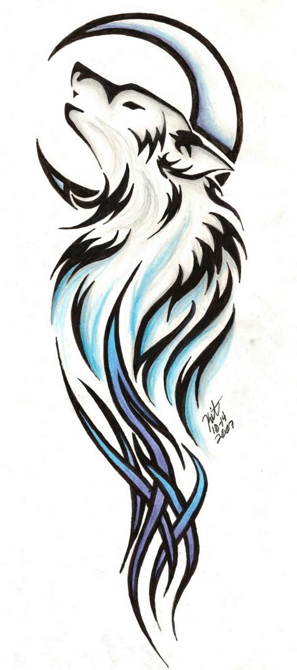 tatouage tribal wolf