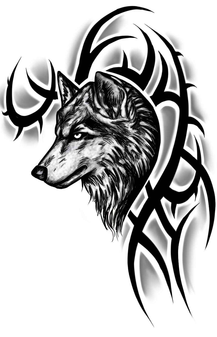 tatouage tribal wolf