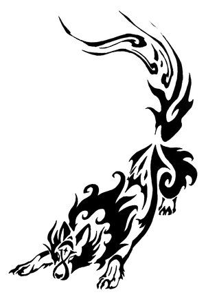 tatouage tribal wolf
