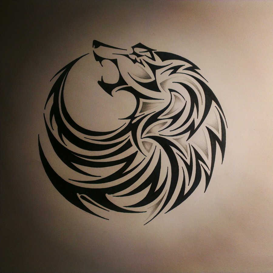 tatouage tribal wolf