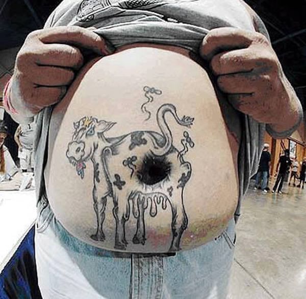 tatouage vache ventre