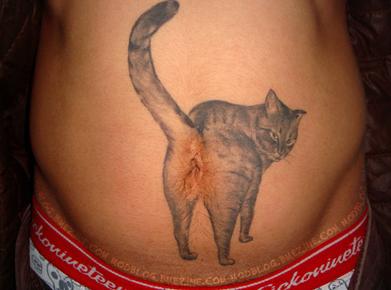 tatouage ventre chat