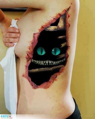 tatouage ventre chat