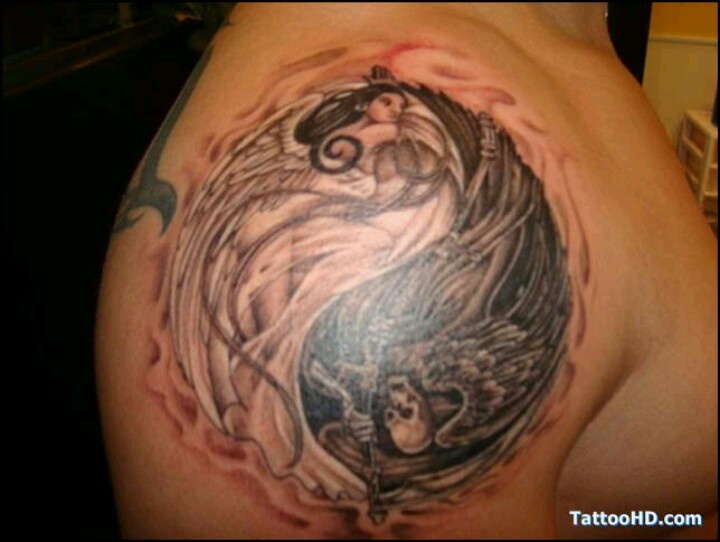 Tatouage yin yang ange démon